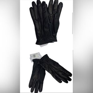 UGG 3 Point Leather Faux Fur Lined Black Gloves Size Medium
